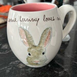 Charming Bunny Mug - White and Pink “some bunny loves me “